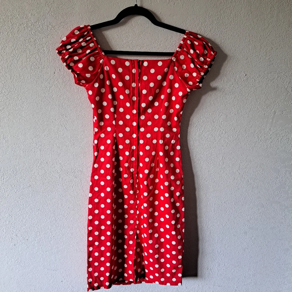 Collectif London Red Polka Dot Dress - Picture 5 of 7